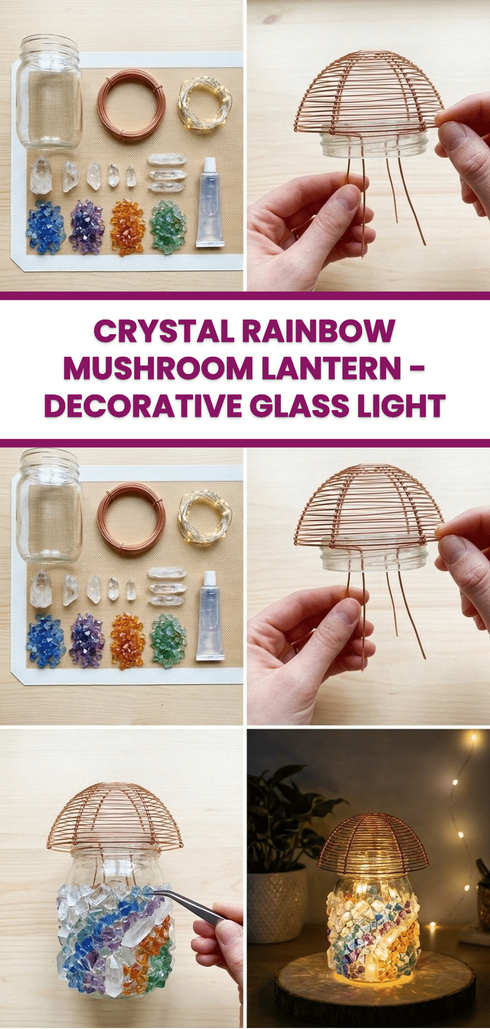 Crystal Rainbow Mushroom Lantern - Decorative Glass Light 2 Crystal Rainbow Mushroom Lantern - Decorative Glass Light