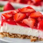 Strawberry Pretzel Jello Salad with a buttery crust and colorful Jell-O topping