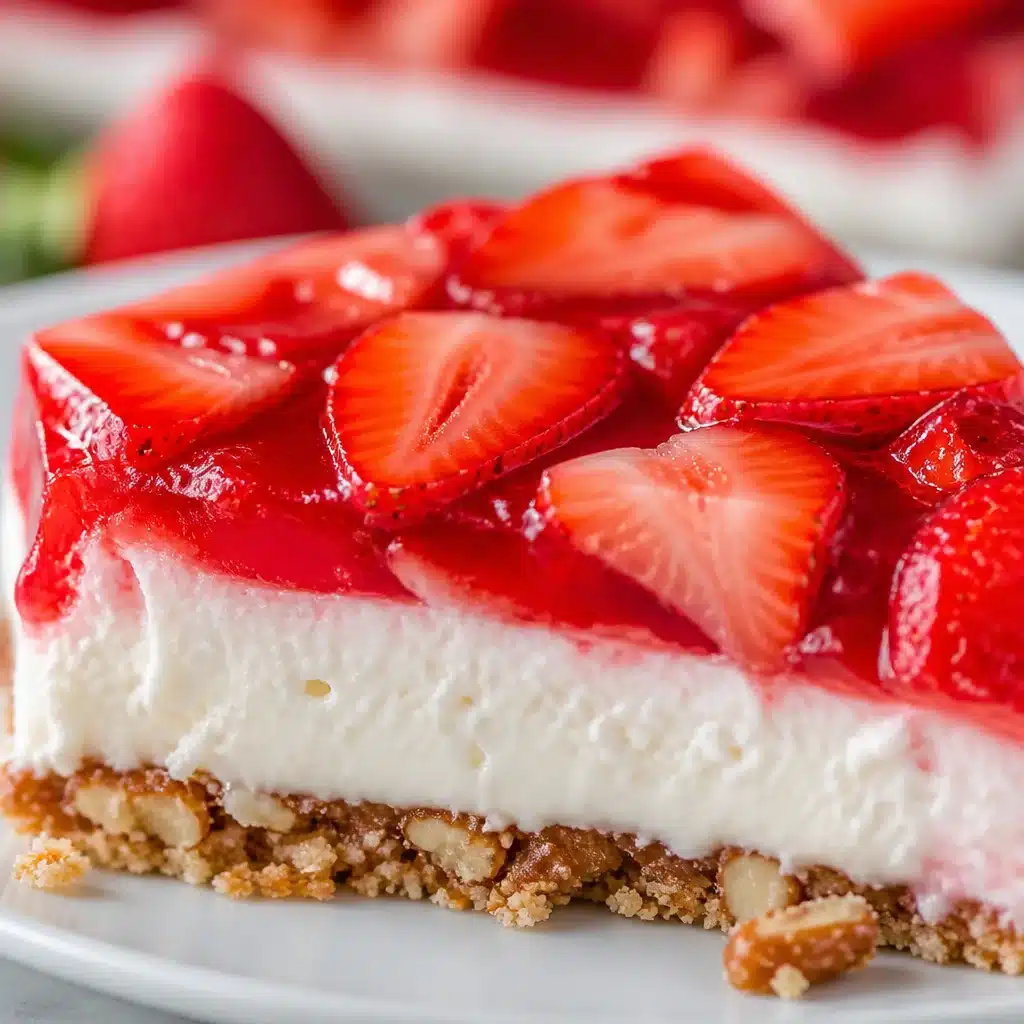 Delicious Pretzel Jello Salad for Your Next Gathering 5 Strawberry Pretzel Jello Salad with a buttery crust and colorful Jell-O topping