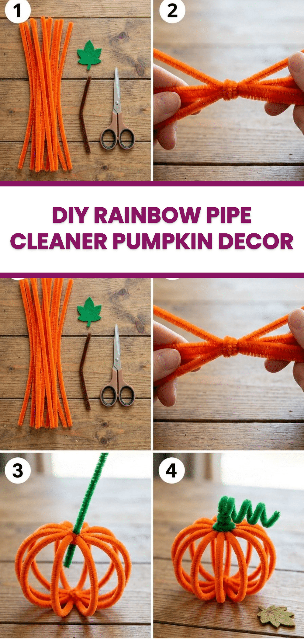 DIY Rainbow Pipe Cleaner Pumpkin Decor 2 DIY Rainbow Pipe Cleaner Pumpkin Decor