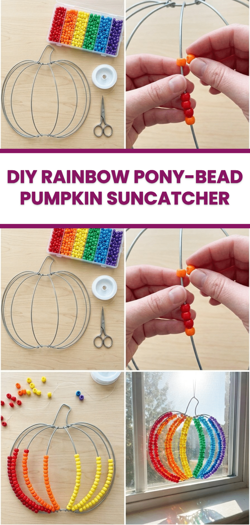 DIY Rainbow Pony-Bead Pumpkin Suncatcher 2 DIY Rainbow Pony-Bead Pumpkin Suncatcher