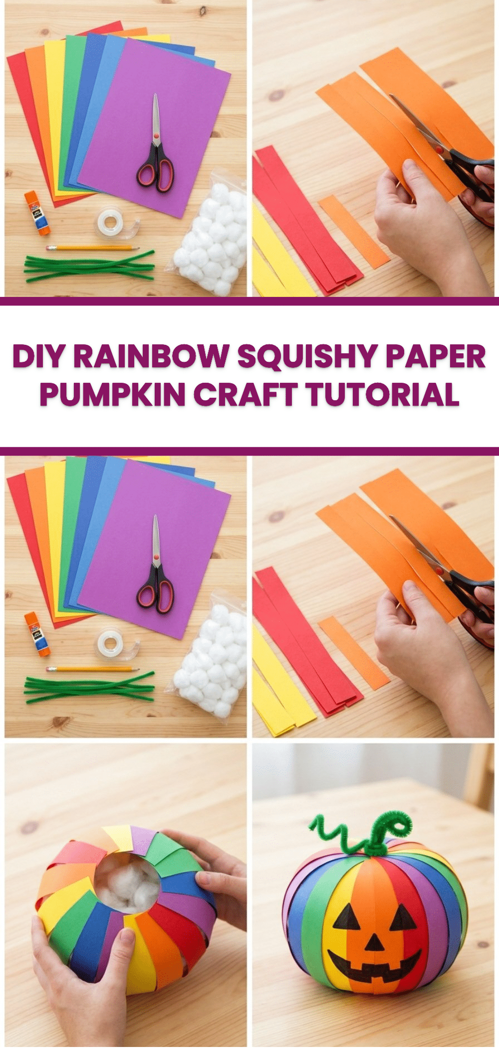 DIY Rainbow Squishy Paper Pumpkin Craft Tutorial