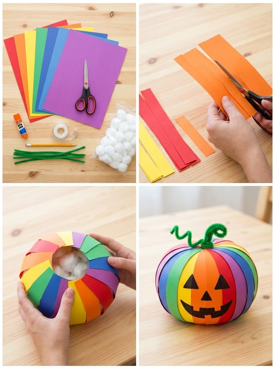 DIY Rainbow Squishy Paper Pumpkin Craft Tutorial
