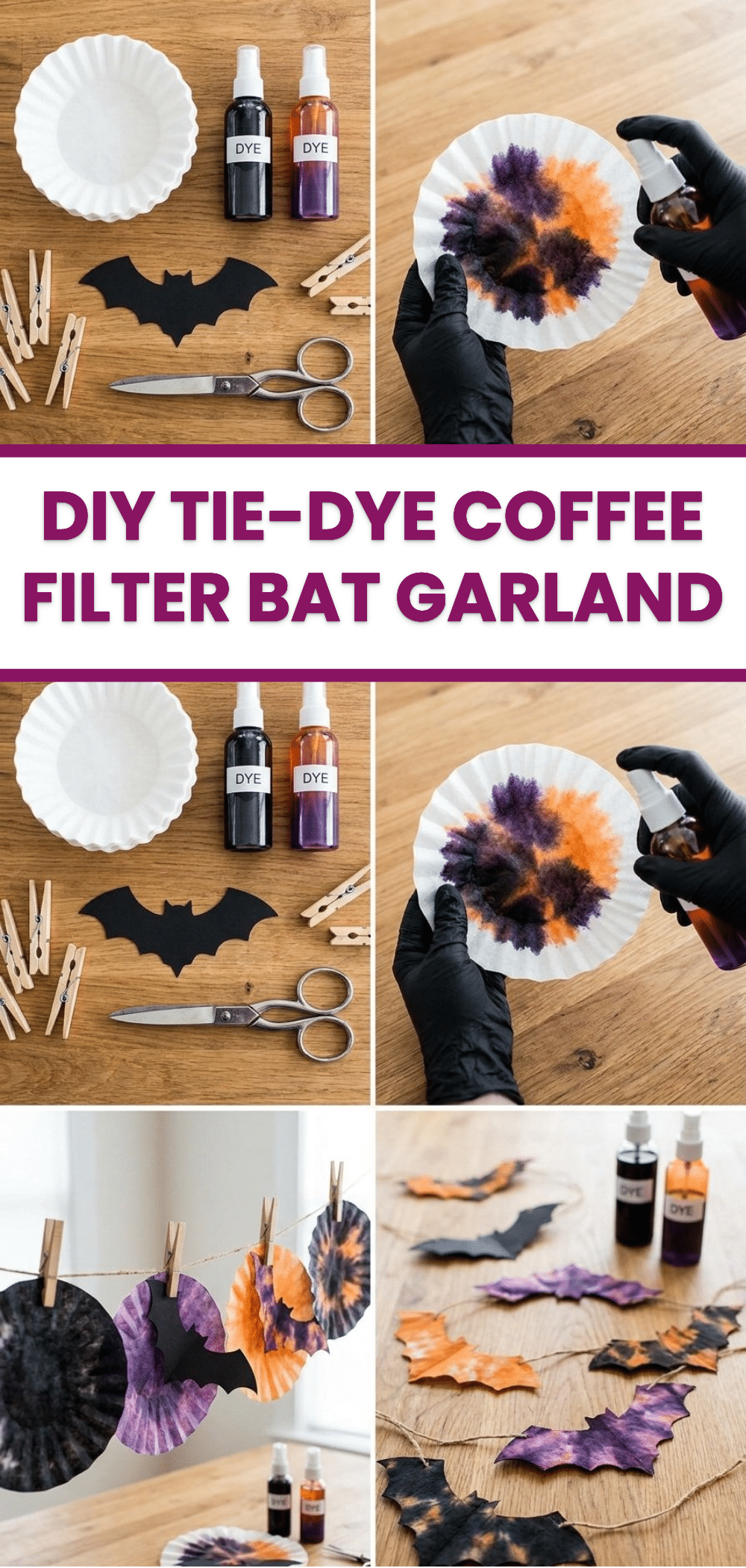 DIY Tie-Dye Coffee Filter Bat Garland