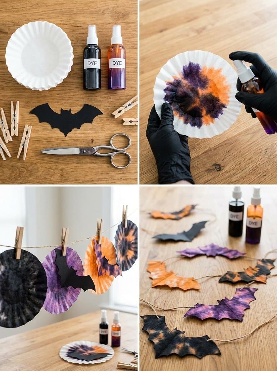 DIY Tie-Dye Coffee Filter Bat Garland