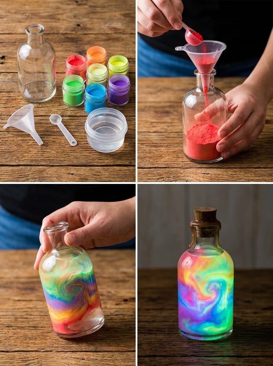 Glowing Rainbow Potion Bottle - Glow-in-the-Dark Decorative Collectible 3 Glowing Rainbow Potion Bottle - Glow-in-the-Dark Decorative Collectible