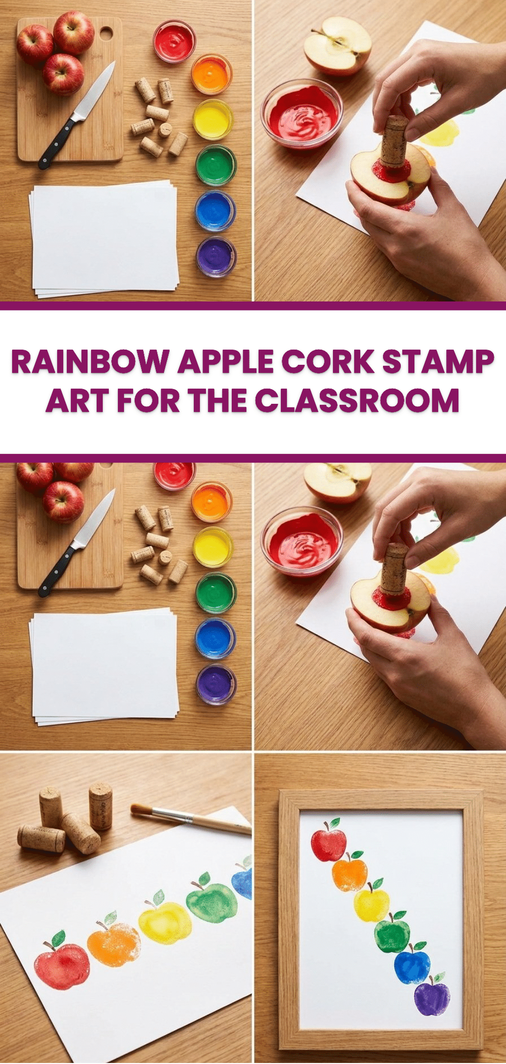 Rainbow Apple Cork Stamp Art for the Classroom 2 Rainbow Apple Cork Stamp Art for the Classroom