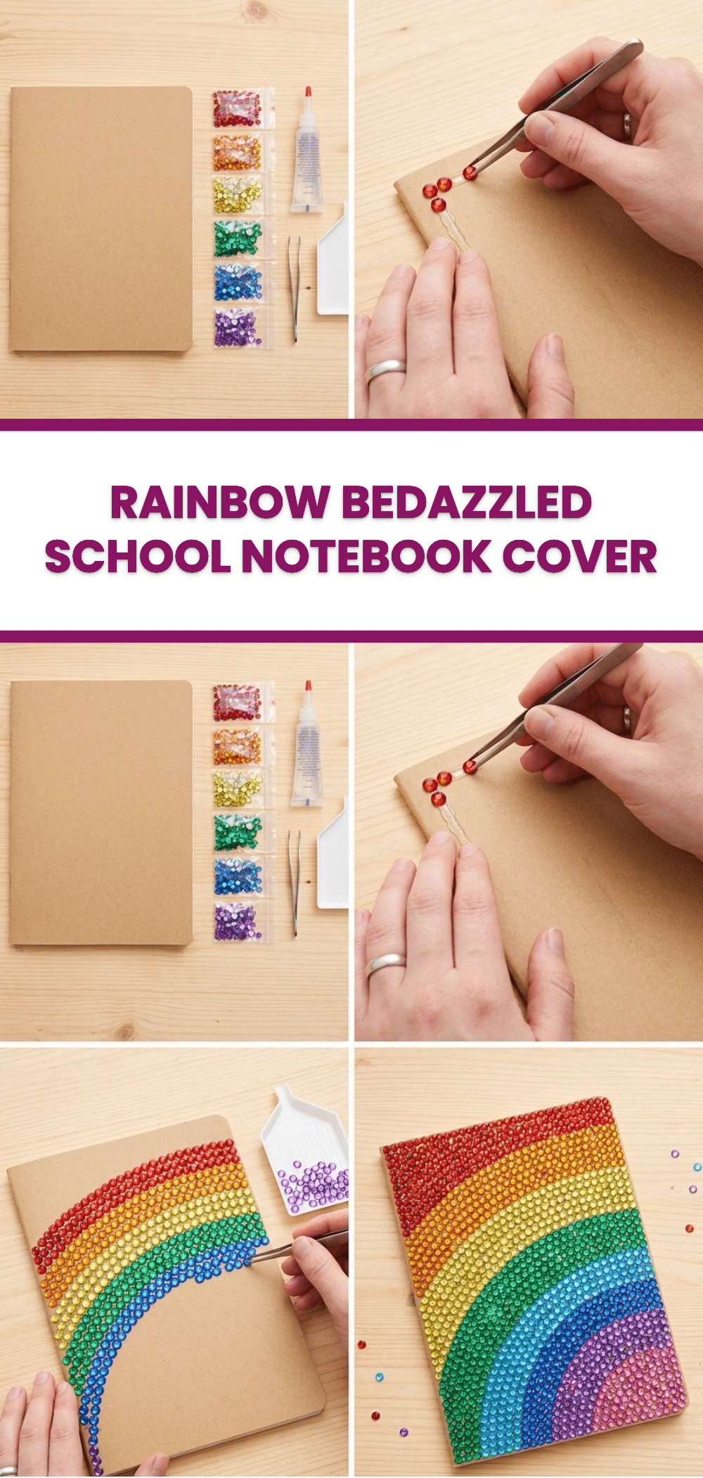 Rainbow Bedazzled School Notebook Cover