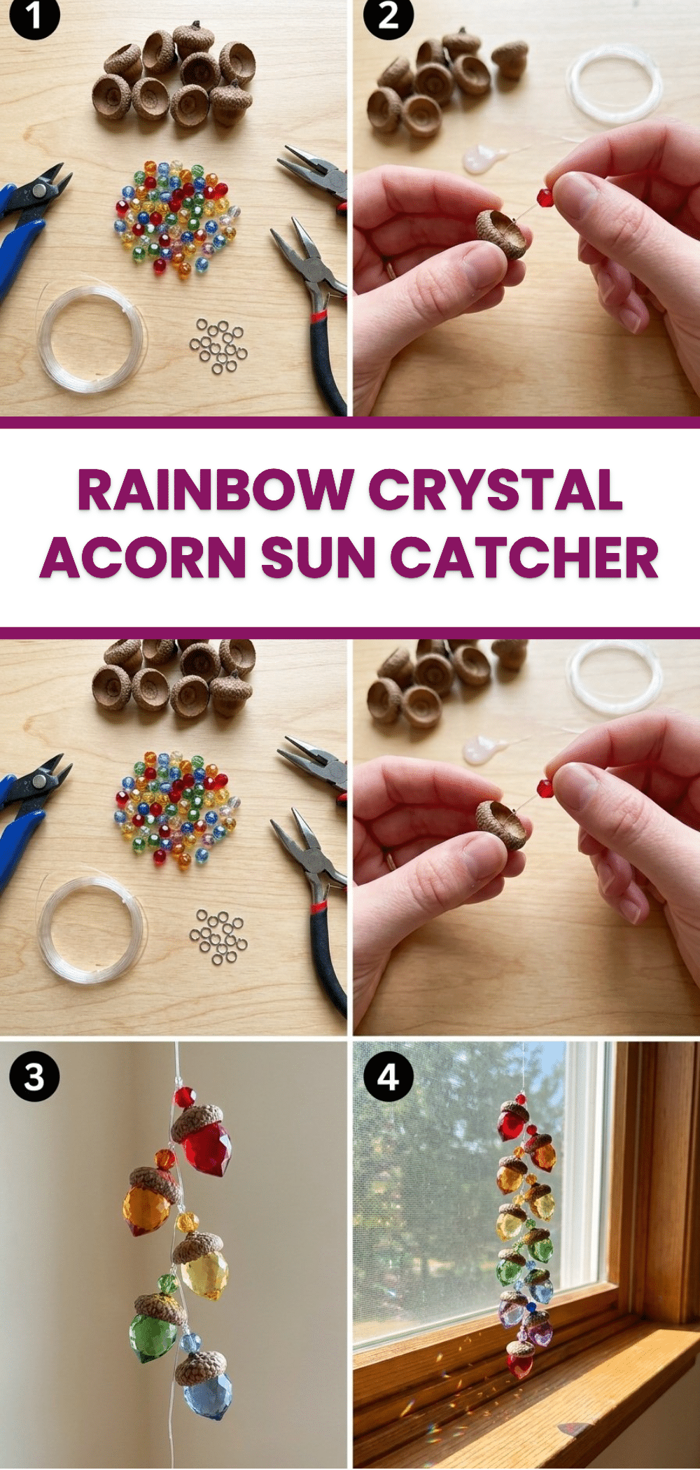 Rainbow Crystal Acorn Sun Catcher 2 Rainbow Crystal Acorn Sun Catcher
