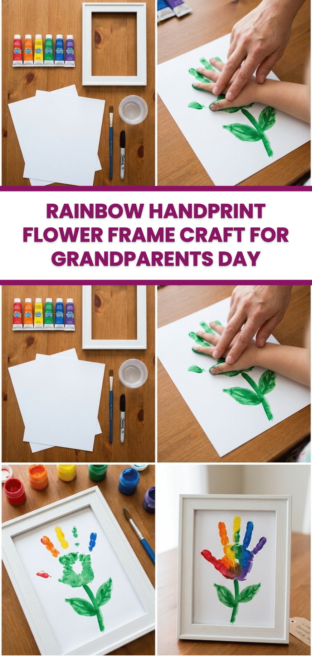 Rainbow Handprint Flower Frame Craft for Grandparents Day 2 Rainbow Handprint Flower Frame Craft for Grandparents Day