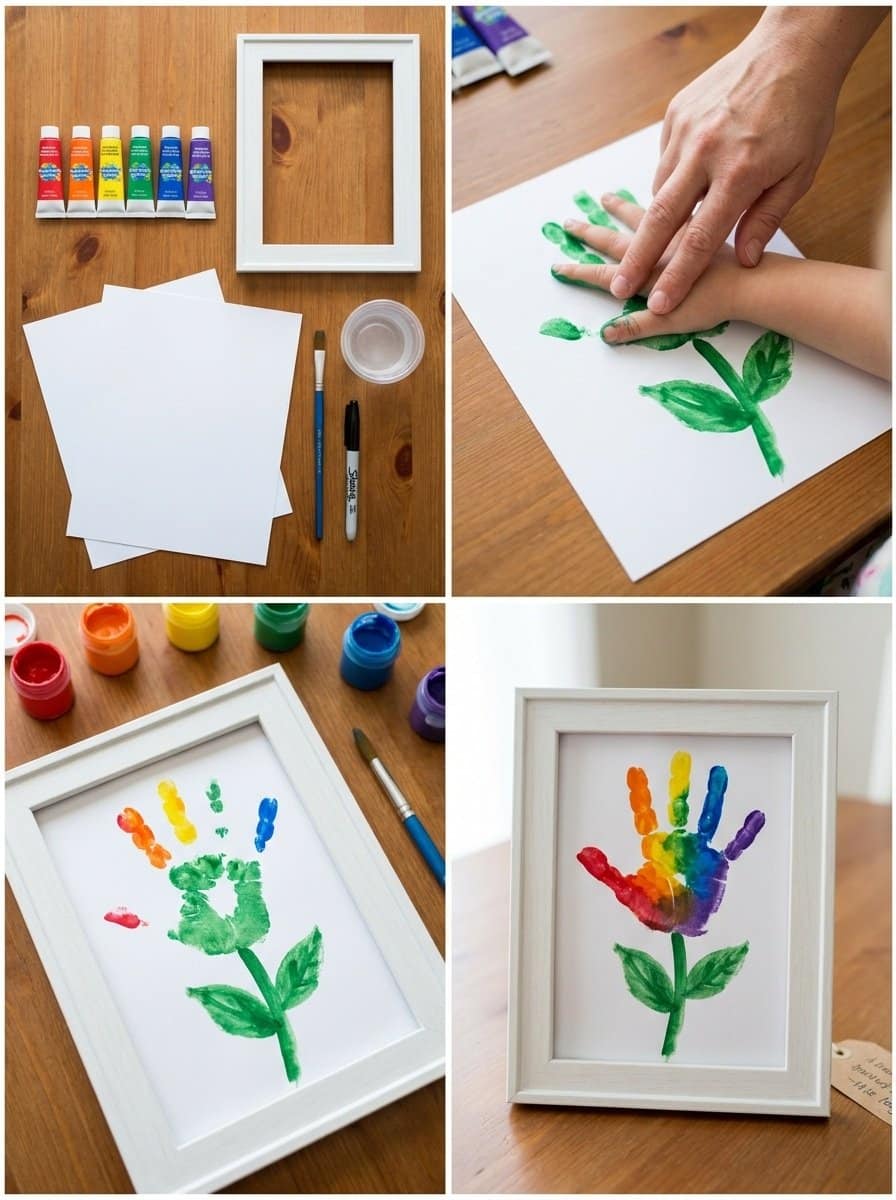 Rainbow Handprint Flower Frame Craft for Grandparents Day 3 Rainbow Handprint Flower Frame Craft for Grandparents Day
