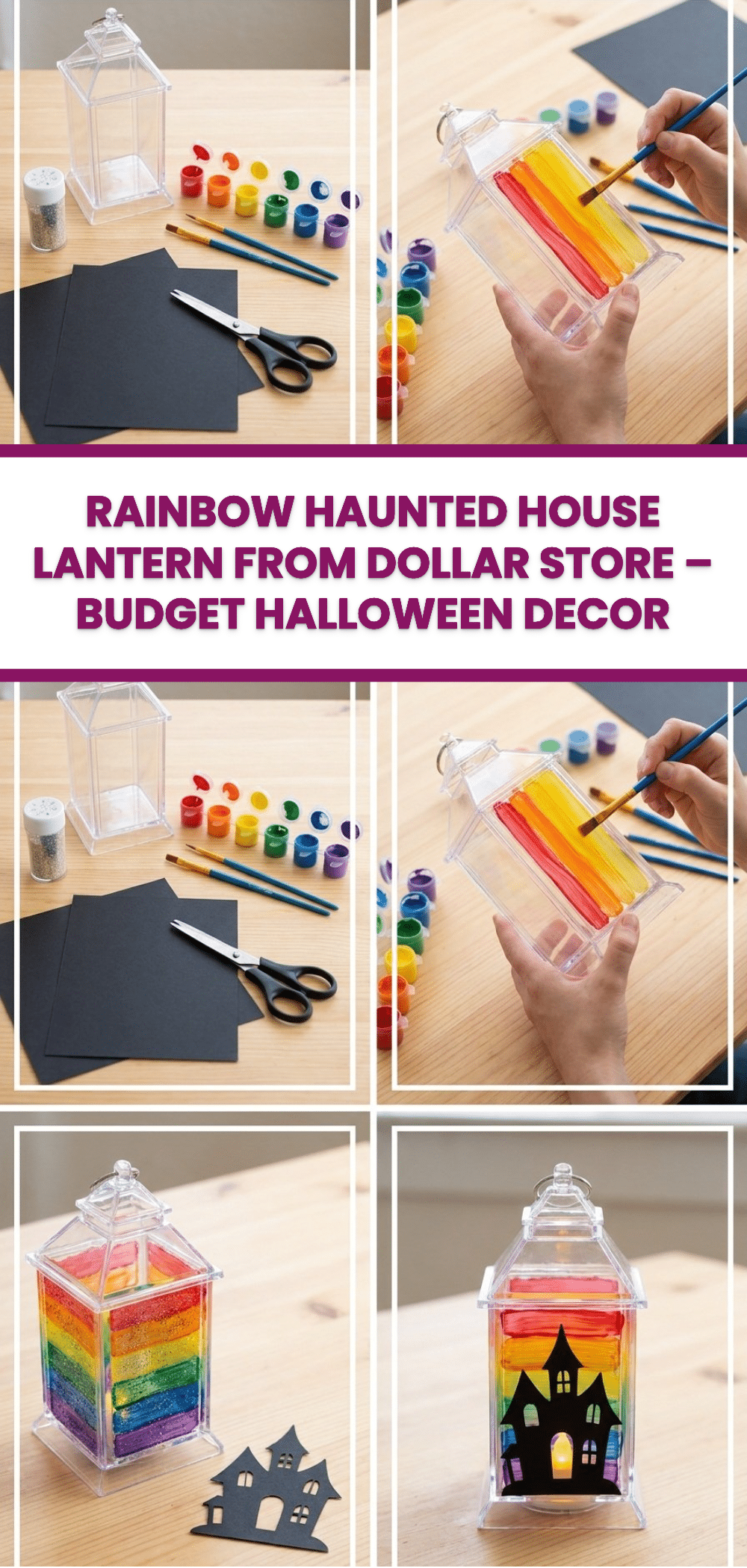 Rainbow Haunted House Lantern from Dollar Store – Budget Halloween Decor 2 Rainbow Haunted House Lantern from Dollar Store – Budget Halloween Decor