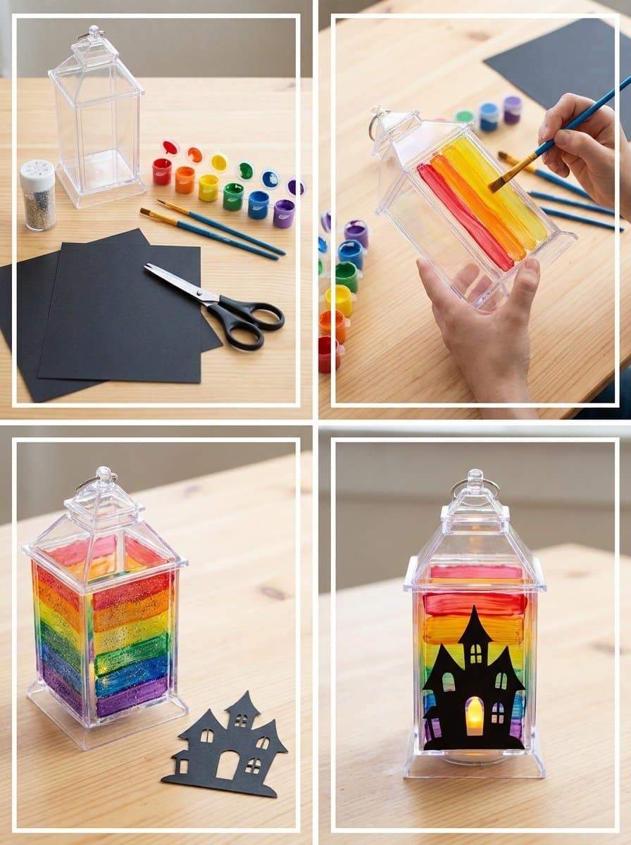 Rainbow Haunted House Lantern from Dollar Store – Budget Halloween Decor 3 Rainbow Haunted House Lantern from Dollar Store – Budget Halloween Decor