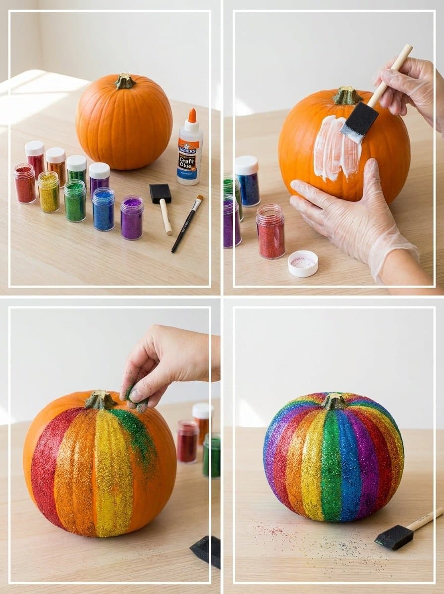 Sparkling Rainbow Pumpkin Decor for Halloween 3 Sparkling Rainbow Pumpkin Decor for Halloween