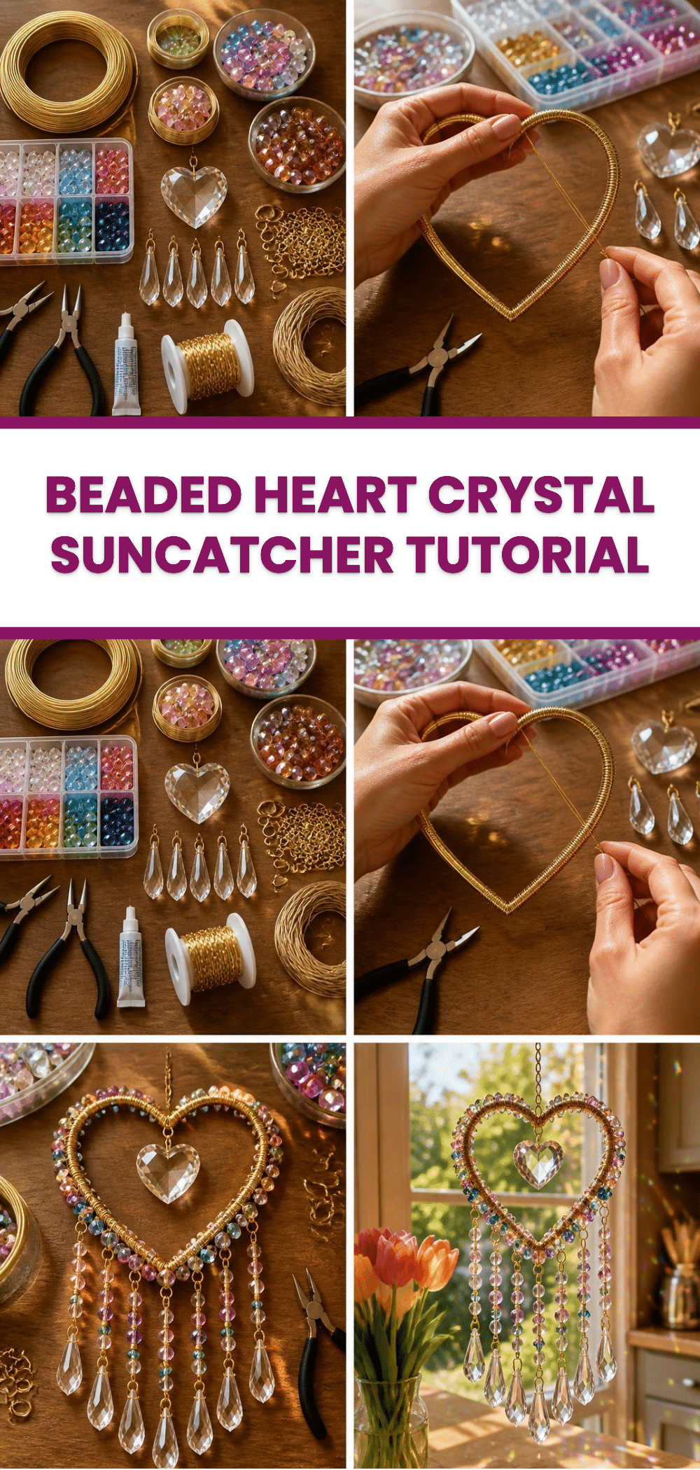 Beaded Heart Crystal Suncatcher Tutorial 3 Beaded Heart Crystal Suncatcher Tutorial