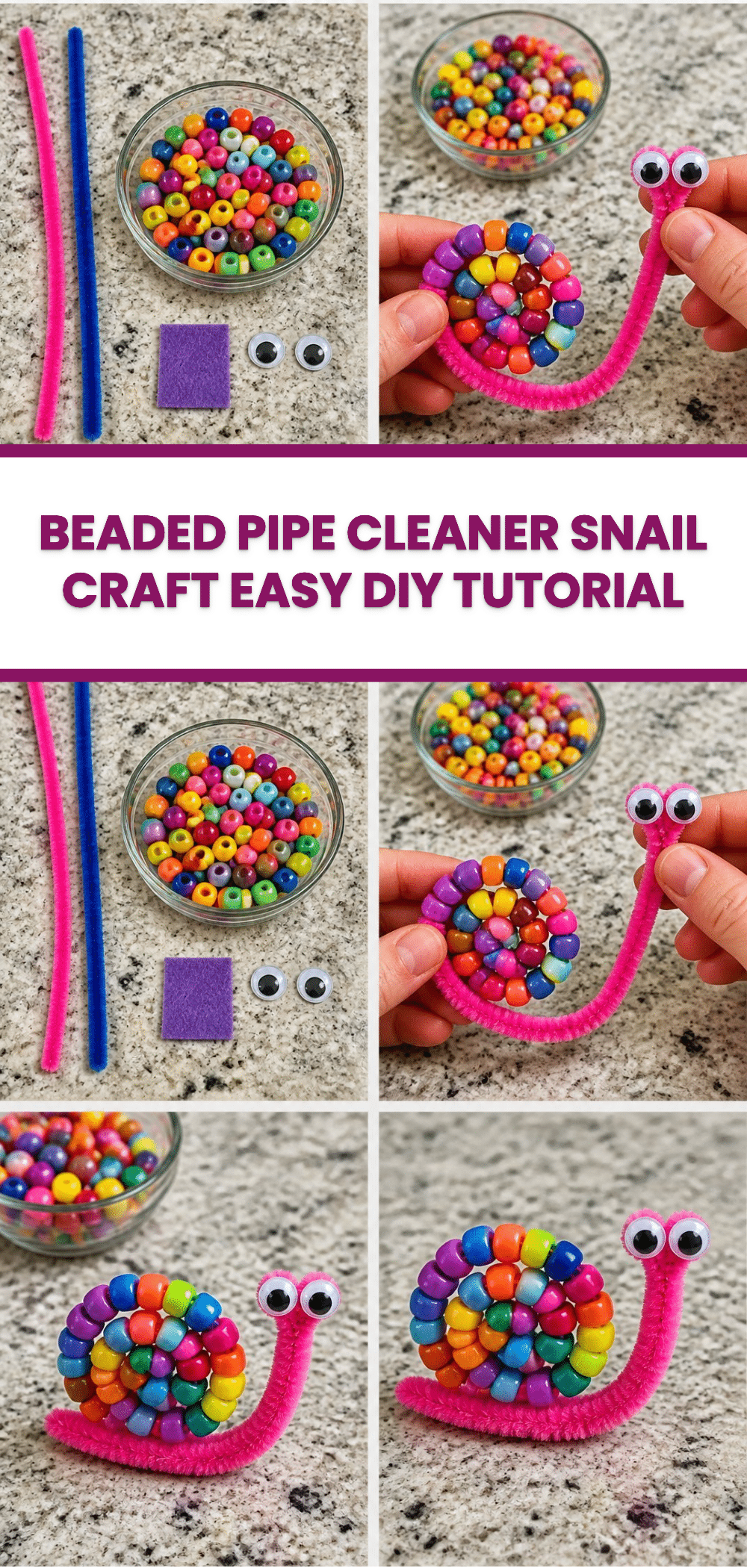 Beaded Pipe Cleaner Snail Craft Easy DIY Tutorial 3 Beaded Pipe Cleaner Snail Craft Easy DIY Tutorial