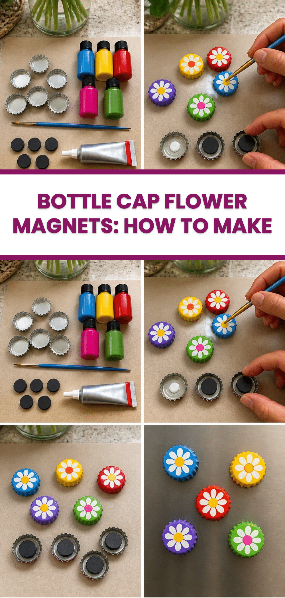 Bottle Cap Flower Magnets: How to Make
