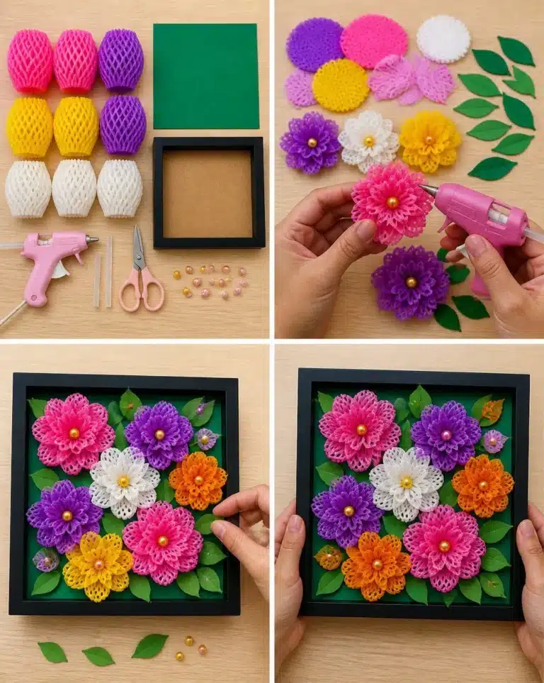 DIY 3D flower wall art display for home decor inspiration