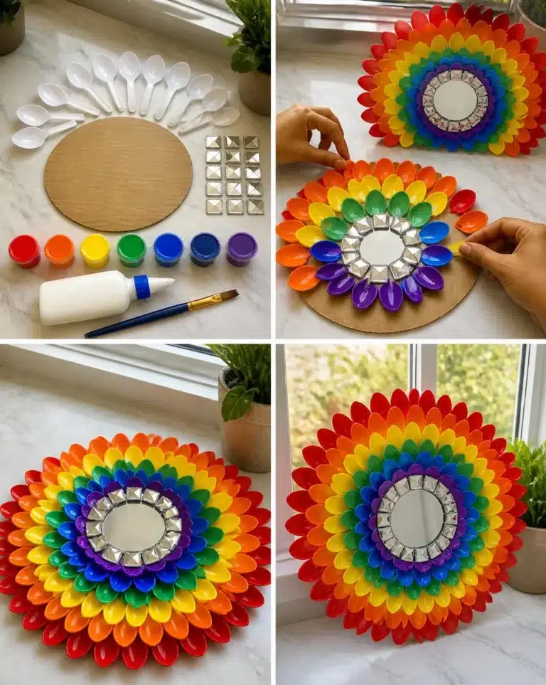 DIY Crystal Lotus prism mirror frame for elegant home decor