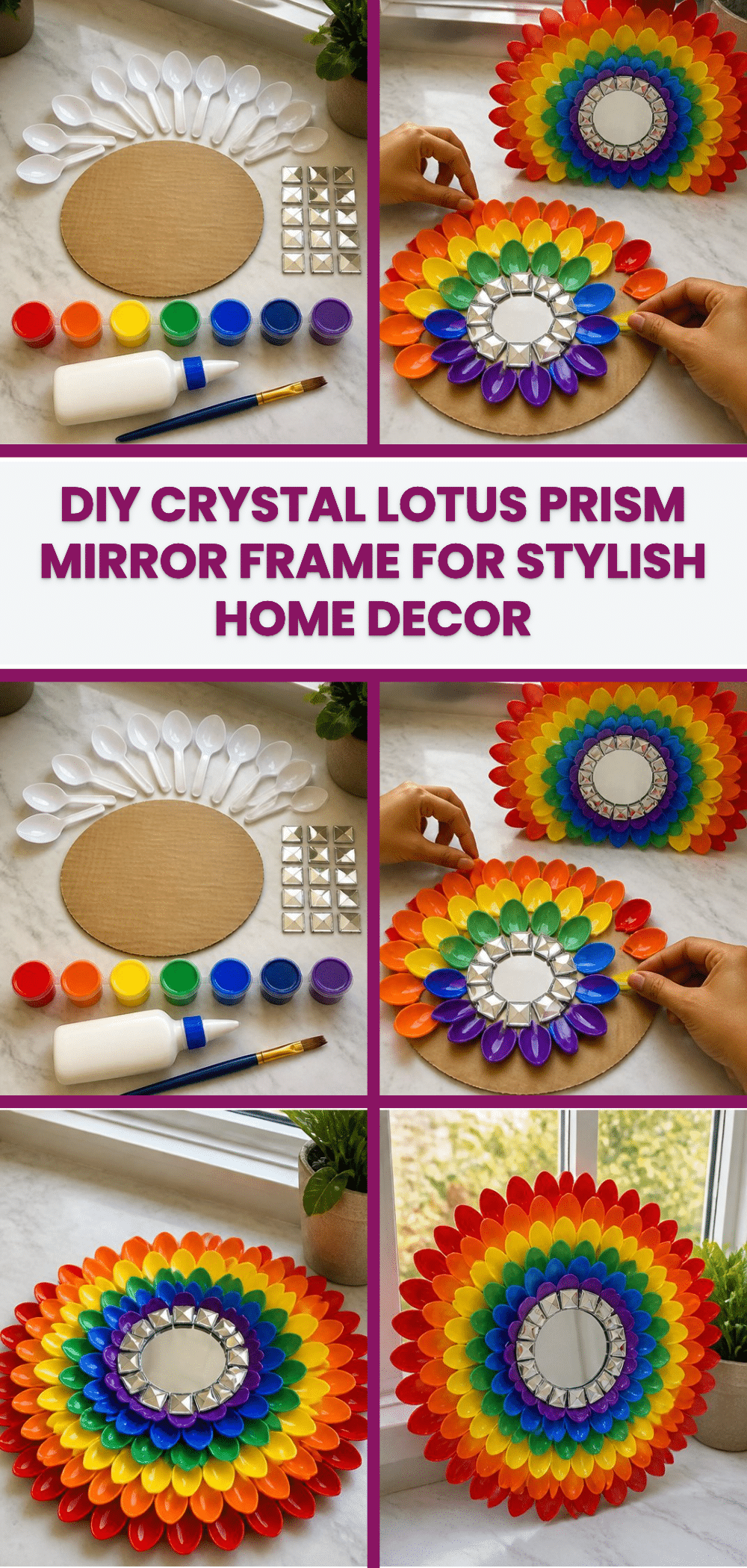 DIY Crystal Lotus Prism Mirror Frame for Stylish Home Decor