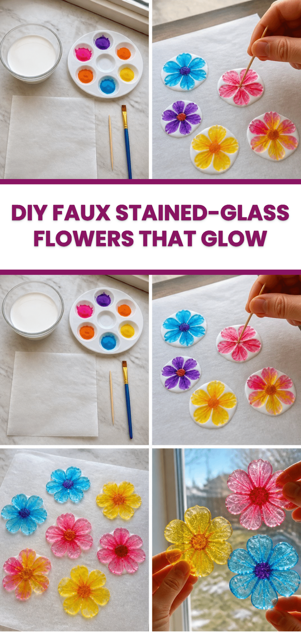 DIY Faux Stained-Glass Flowers That Glow 3 DIY Faux Stained-Glass Flowers That Glow