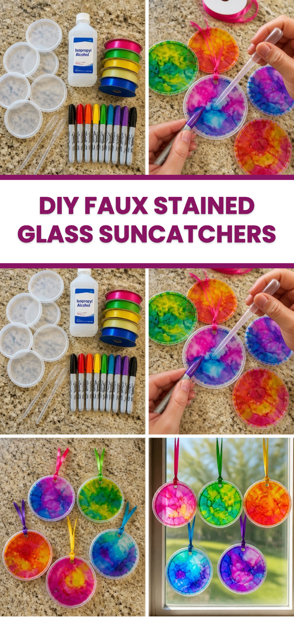 DIY Faux Stained Glass Suncatchers