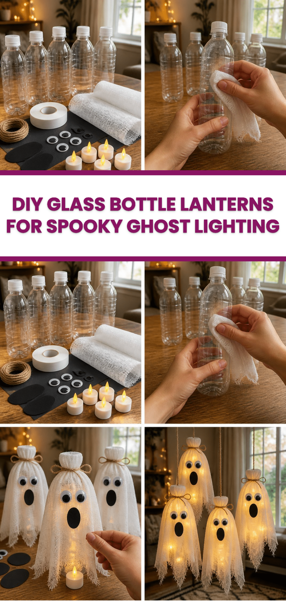 DIY Glass Bottle Lanterns for Spooky Ghost Lighting