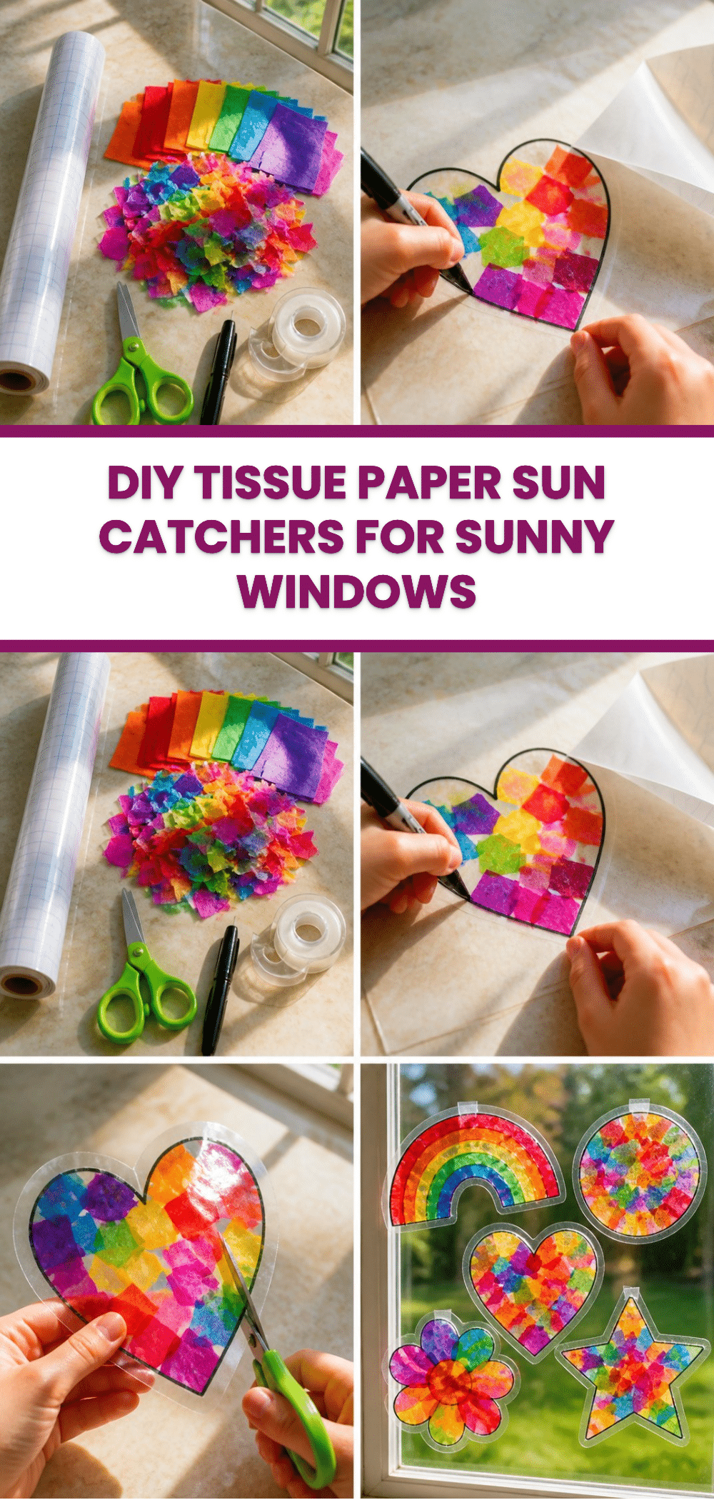 DIY Tissue Paper Sun Catchers for Sunny Windows 3 DIY Tissue Paper Sun Catchers for Sunny Windows