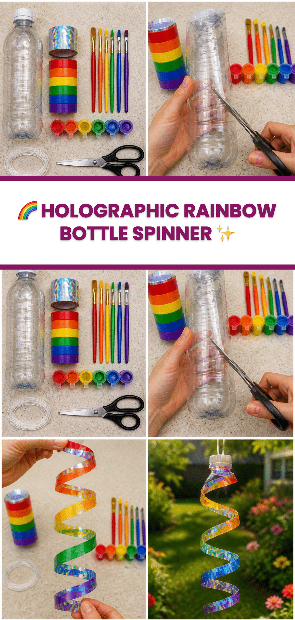 🌈 Holographic Rainbow Bottle Spinner ✨