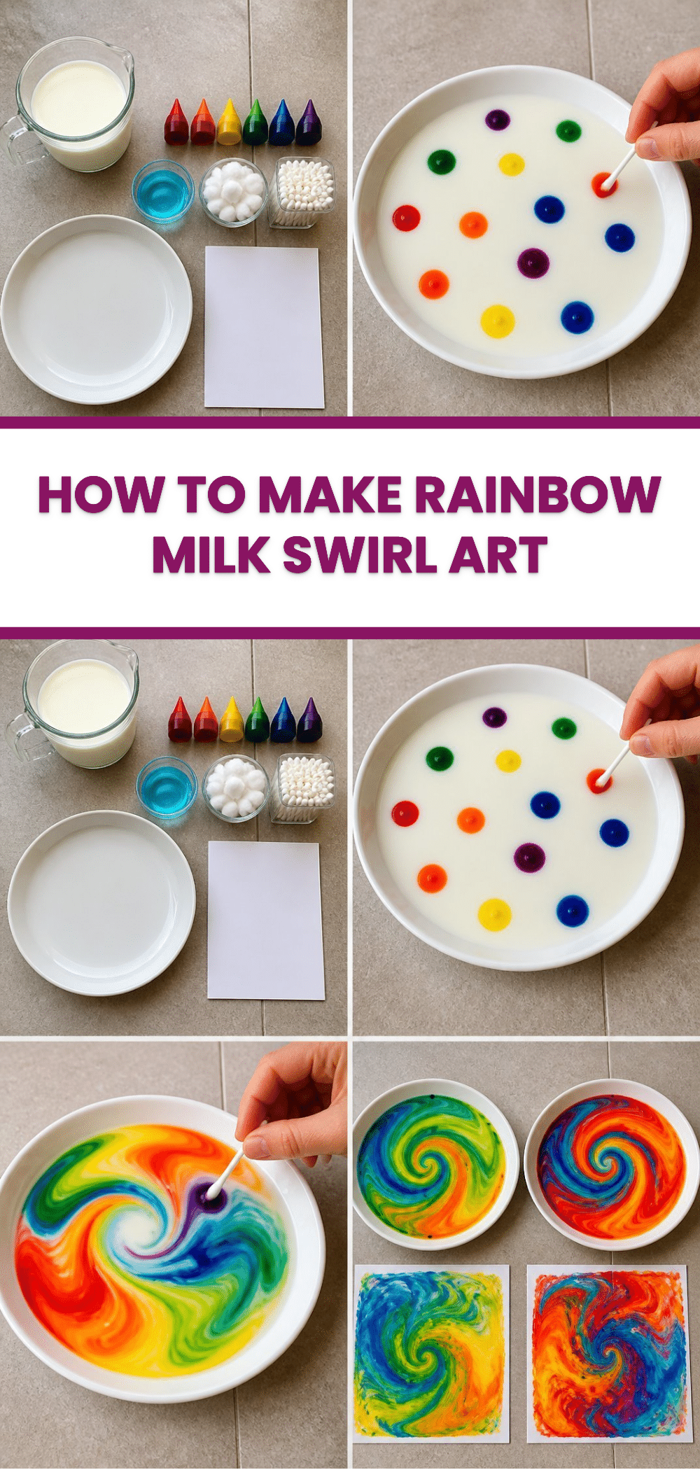 How to Make Rainbow Milk Swirl Art