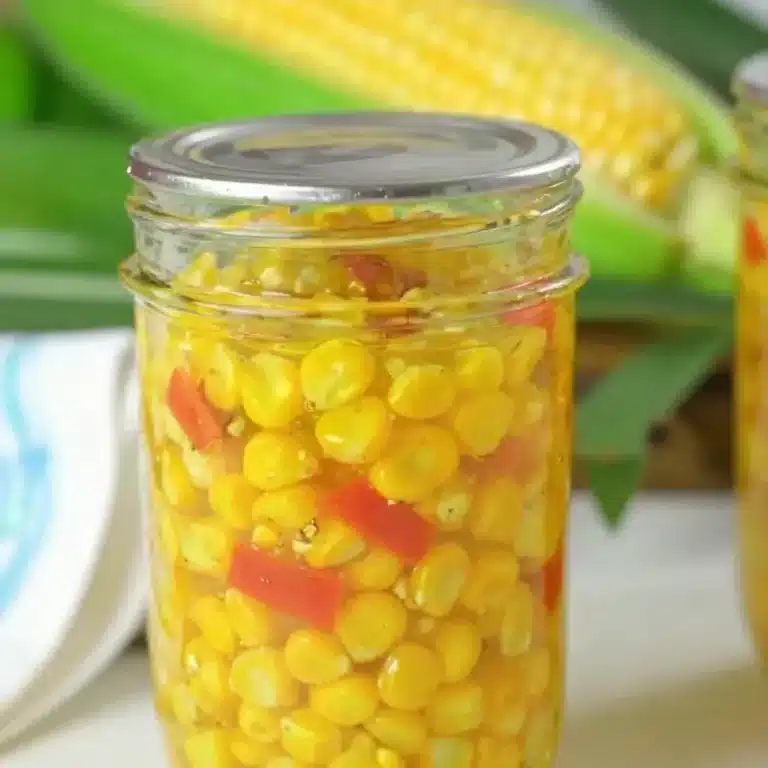 How to Make Sweet Corn Relish: Easy Homemade Recipe 4 Homemade sweet corn relish in a jar with fresh ingredients