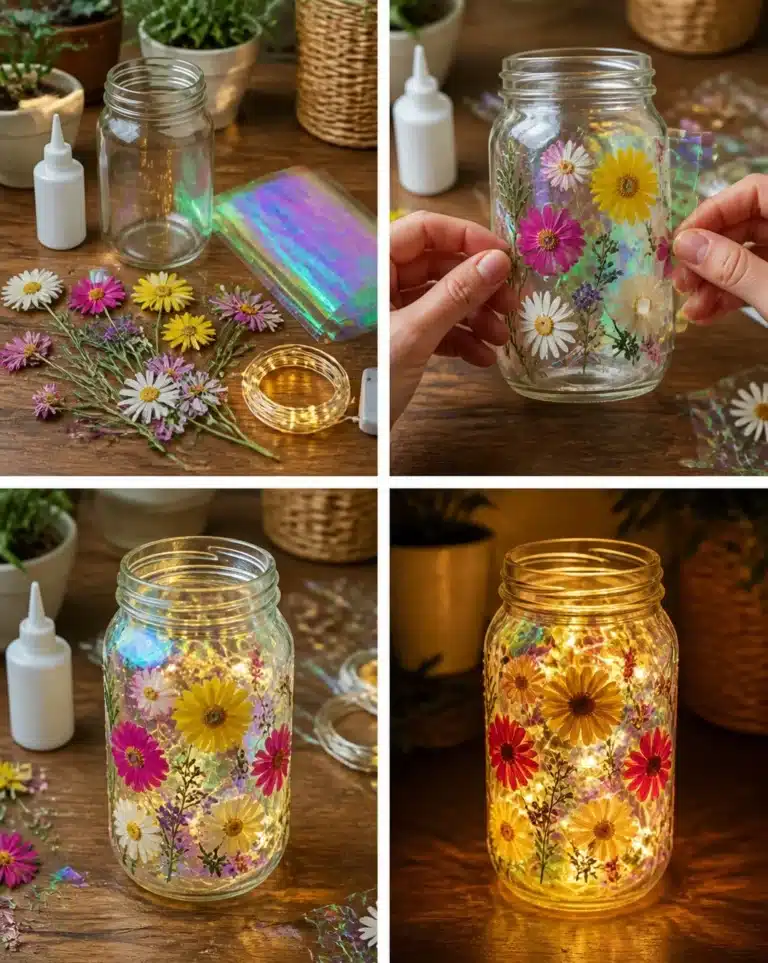 Prism Pressed Wildflower Lantern showcasing vibrant, real wildflowers