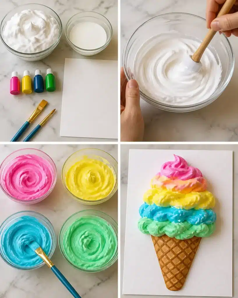 Puffy Rainbow Ice Cream Paint for Kids: Easy DIY Craft