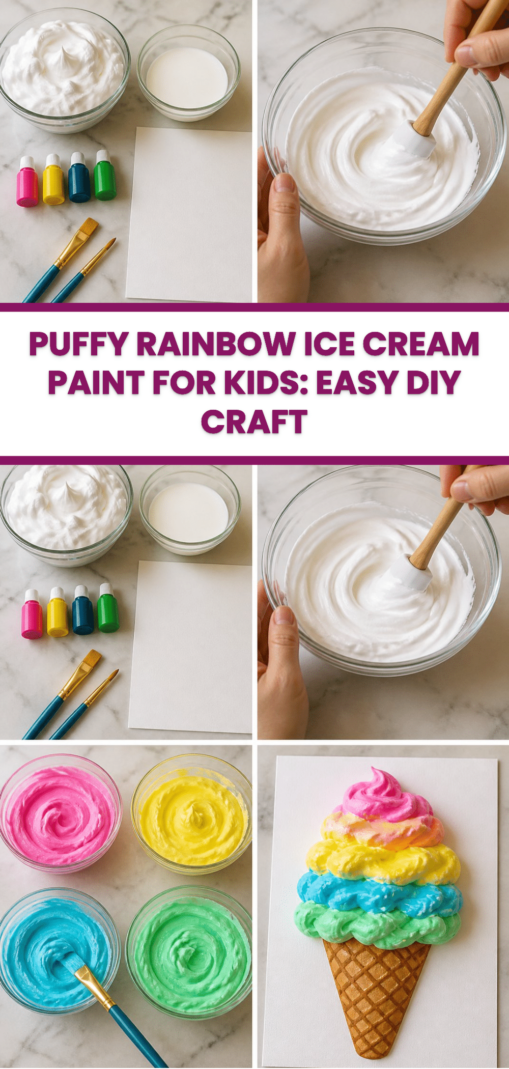 Puffy Rainbow Ice Cream Paint for Kids: Easy DIY Craft