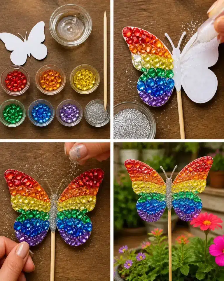 Rainbow Crystal Butterfly Garden Pick DIY Kit for creating a beautiful butterfly garden