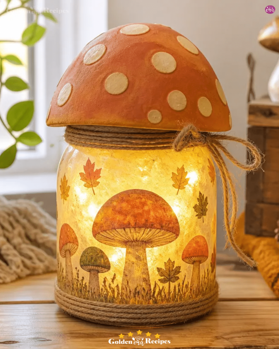 70s Mushroom LED Lantern From a Recycled Jar 3 70s Mushroom LED Lantern From a Recycled Jar