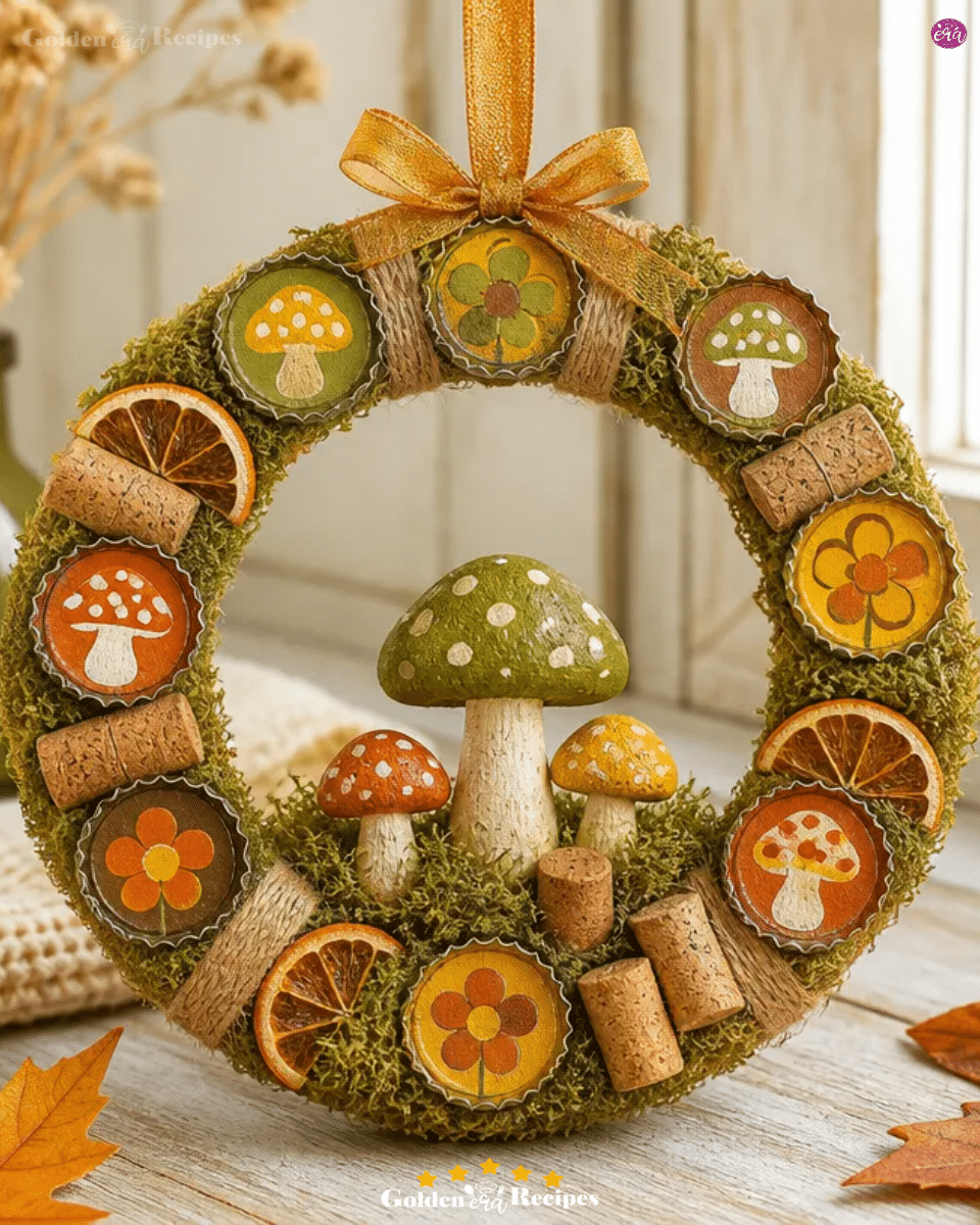 Bottle Cap 70s Mushroom Mini Wreath How to Make 3 Bottle Cap 70s Mushroom Mini Wreath How to Make