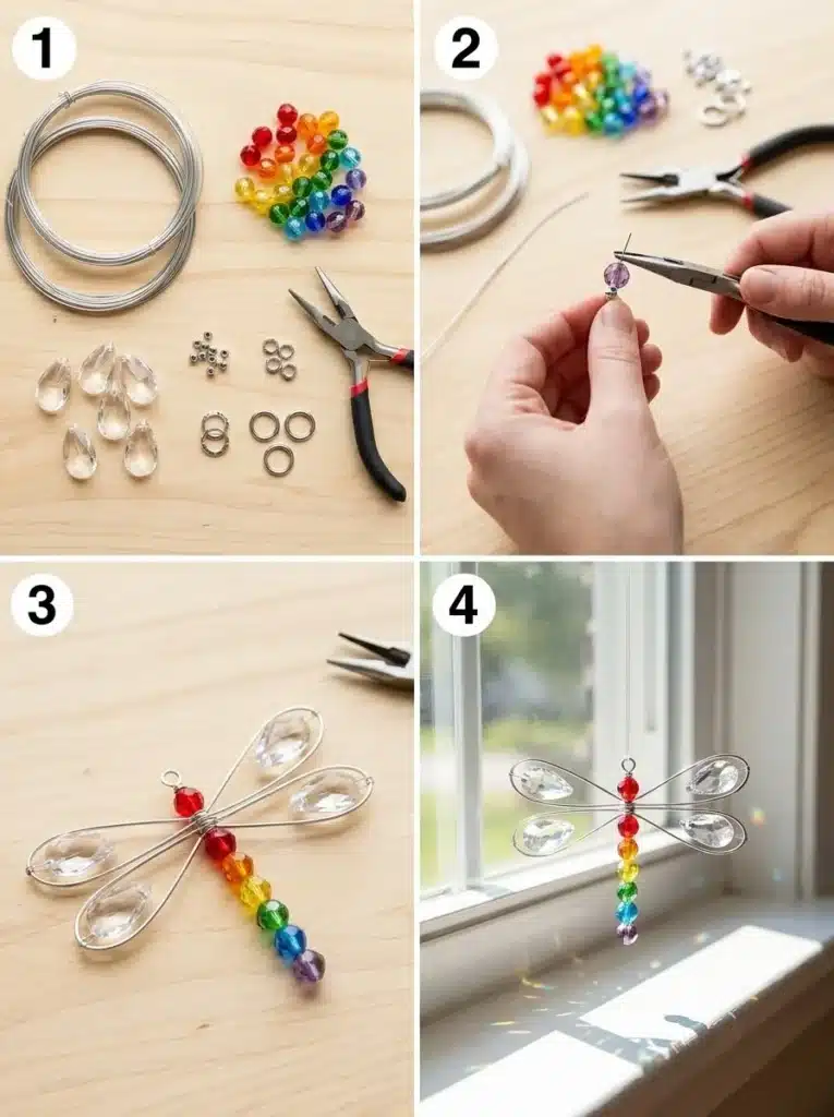 Crystal Rainbow Dragonfly Glass Suncatcher for Windows 1 Crystal Rainbow Dragonfly Glass Suncatcher hanging in a window