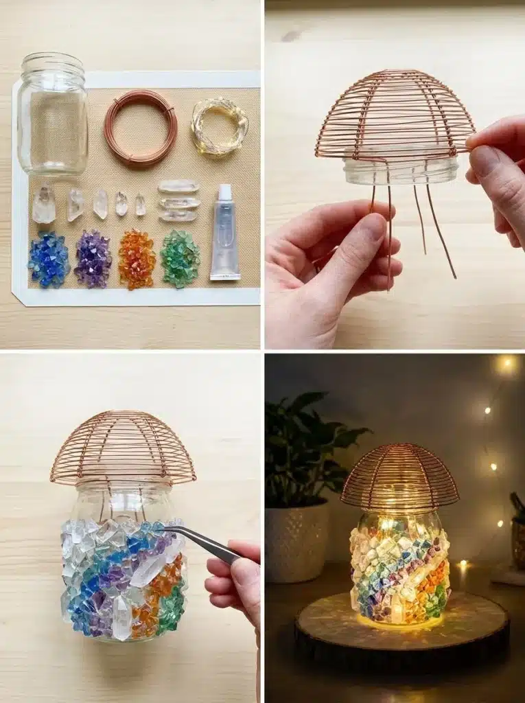 Crystal Rainbow Mushroom Lantern - Decorative Glass Light 1 Crystal Rainbow Mushroom Lantern - Decorative Glass Light for Home Decor
