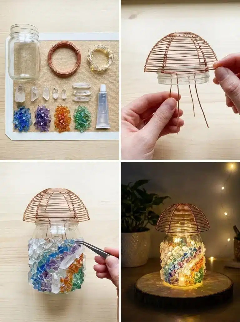 Crystal Rainbow Mushroom Lantern - Decorative Glass Light for Home Decor