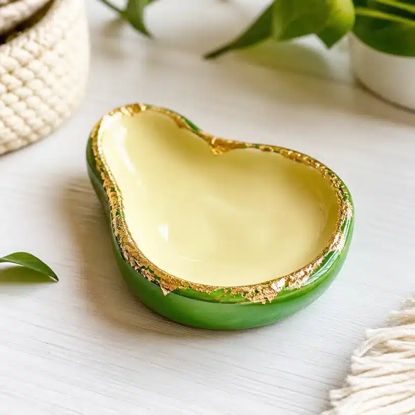 DIY Air-Dry Clay Avocado Trinket Dish With Gold Leaf 4 DIY Air-Dry Clay Avocado Trinket Dish With Gold Leaf