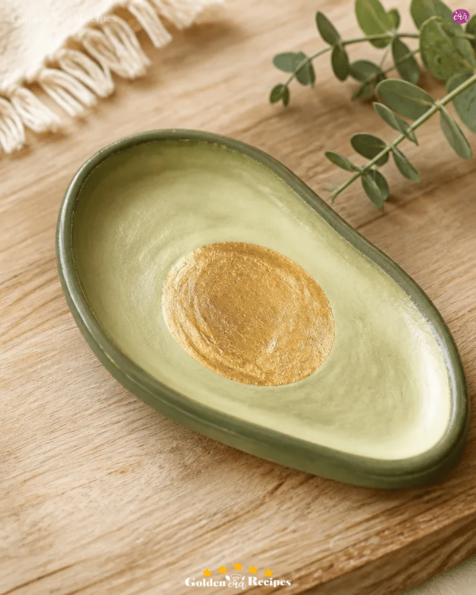 DIY Avocado-Shaped Air-Dry Clay Trinket Dish With Gold Leaf