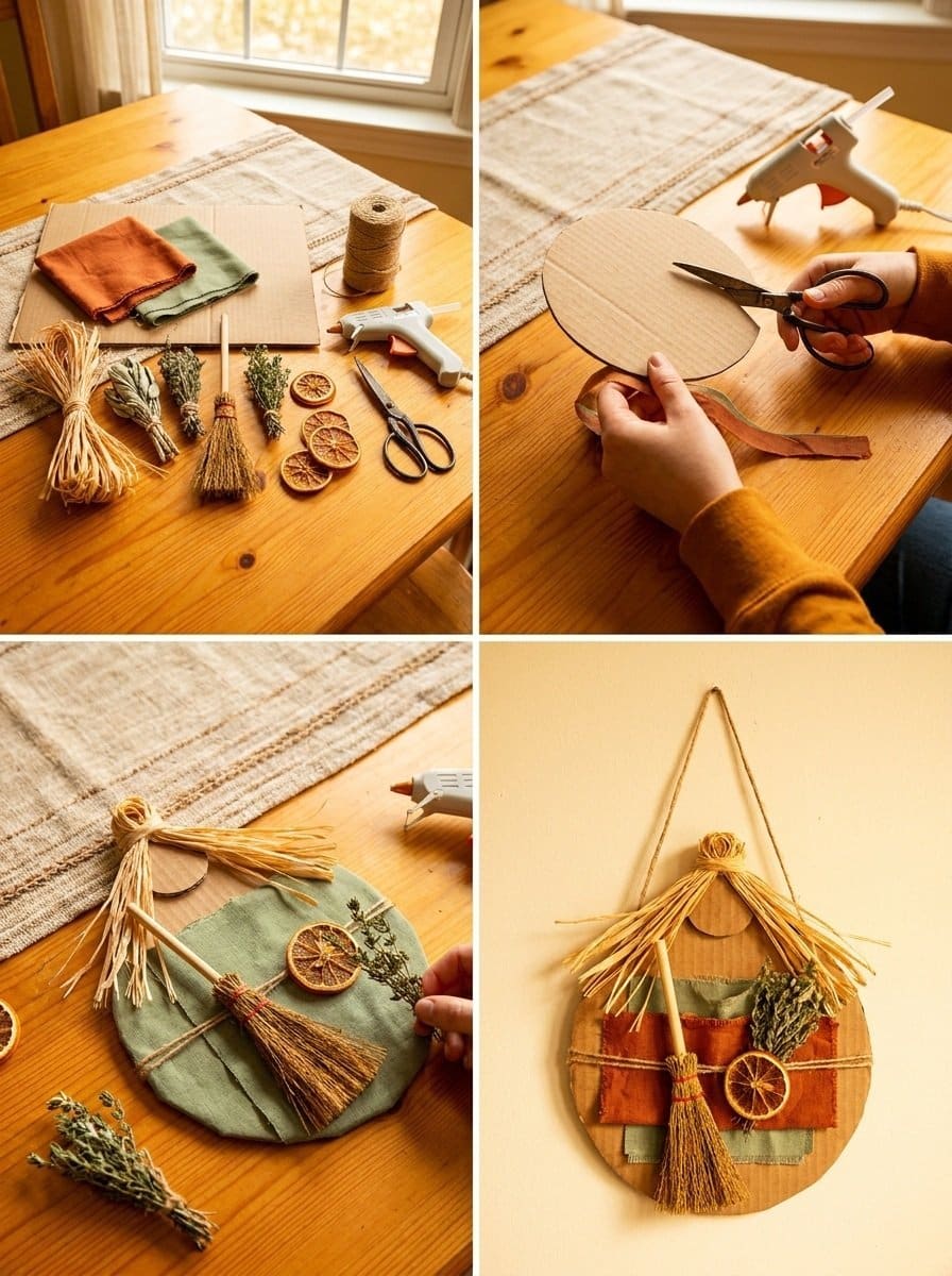DIY Cardboard Door Hanger Vintage Kitchen Witch Decor 2 Cardboard Door Hanger DIY Vintage Kitchen Witch