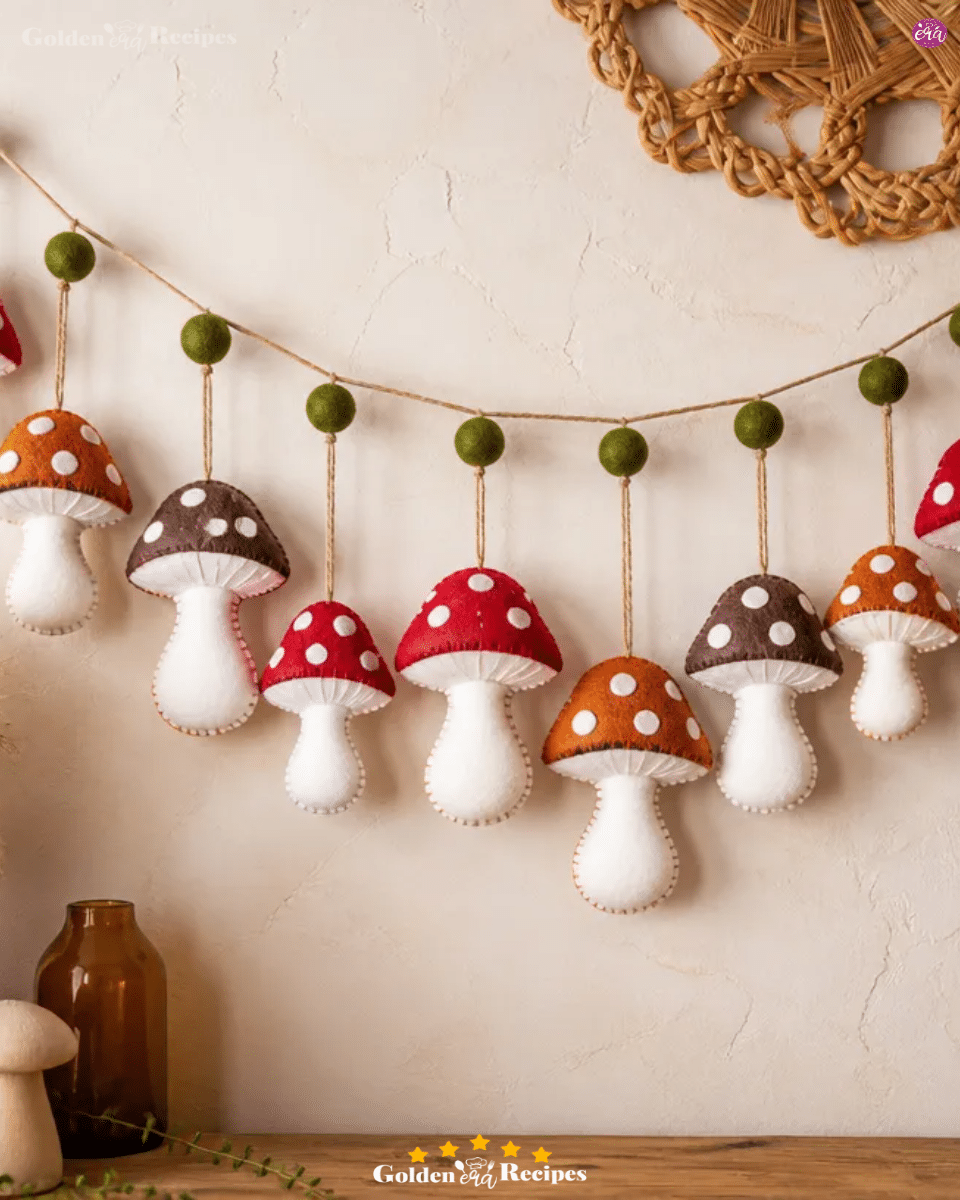 DIY Felt 70s Mushroom Garland 3 DIY Felt 70s Mushroom Garland