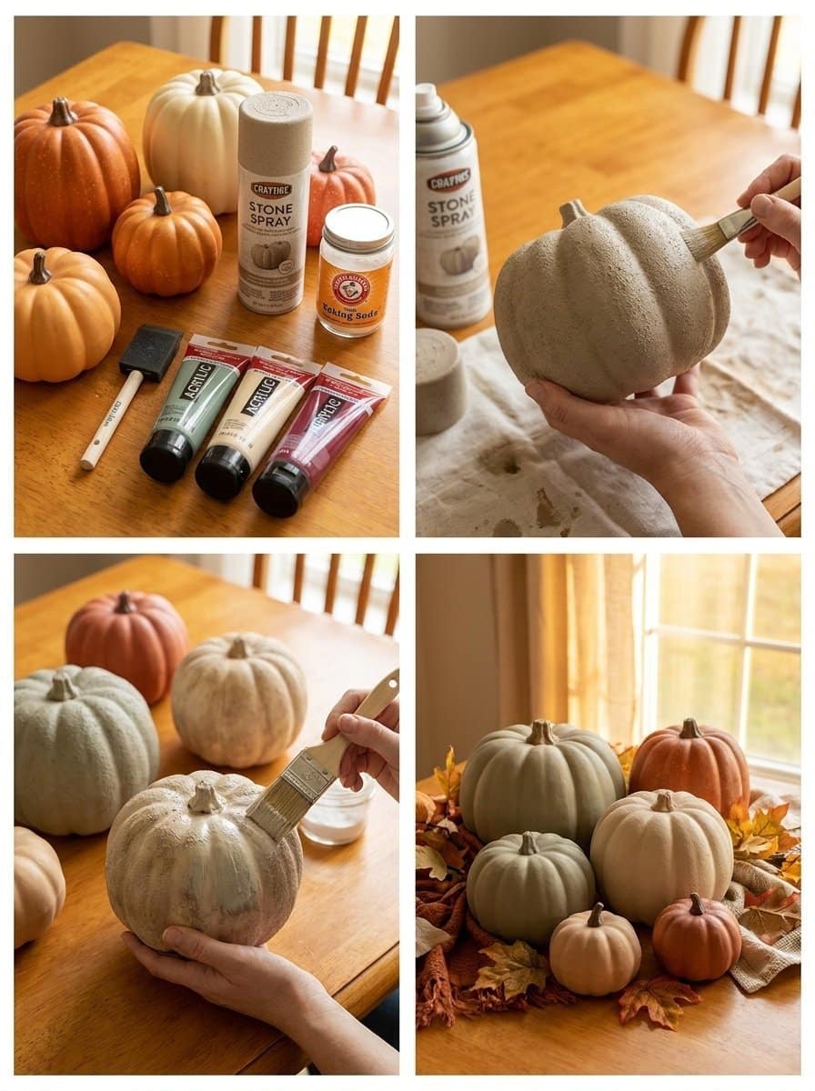 Matte Stone Pumpkin Makeover DIY From Dollar Store Pumpkins
