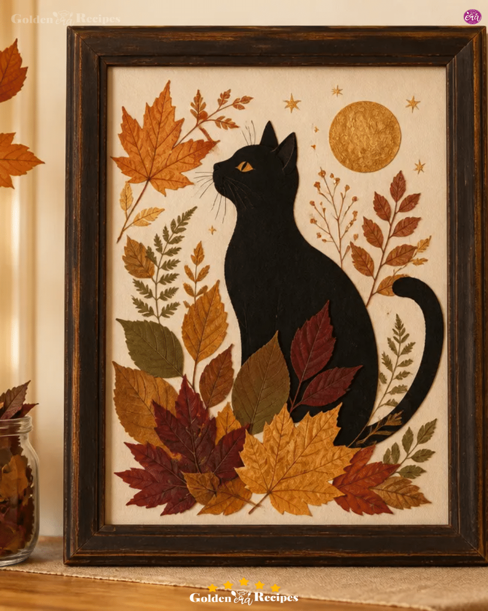 DIY Pressed Leaf Mod Black Cat Wall Art 3 DIY Pressed Leaf Mod Black Cat Wall Art