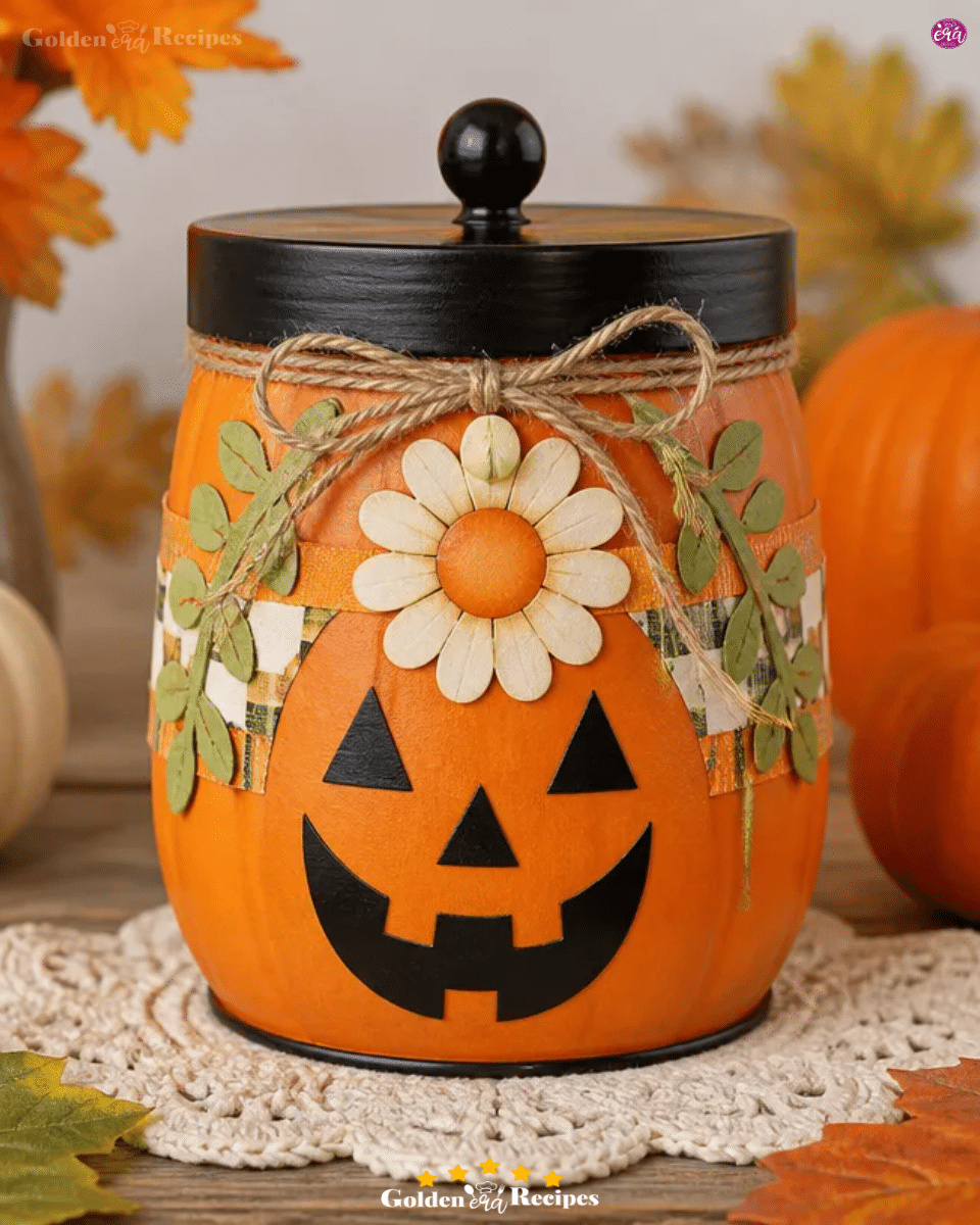 DIY Pumpkin Organizer From Upcycled Tin With Retro Daisy 3 DIY Pumpkin Organizer From Upcycled Tin With Retro Daisy