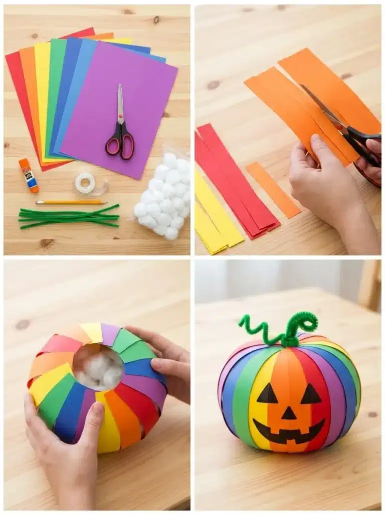 DIY Rainbow Squishy Paper Pumpkin Craft Tutorial 6 DIY Rainbow Squishy Pumpkin craft tutorial for kids