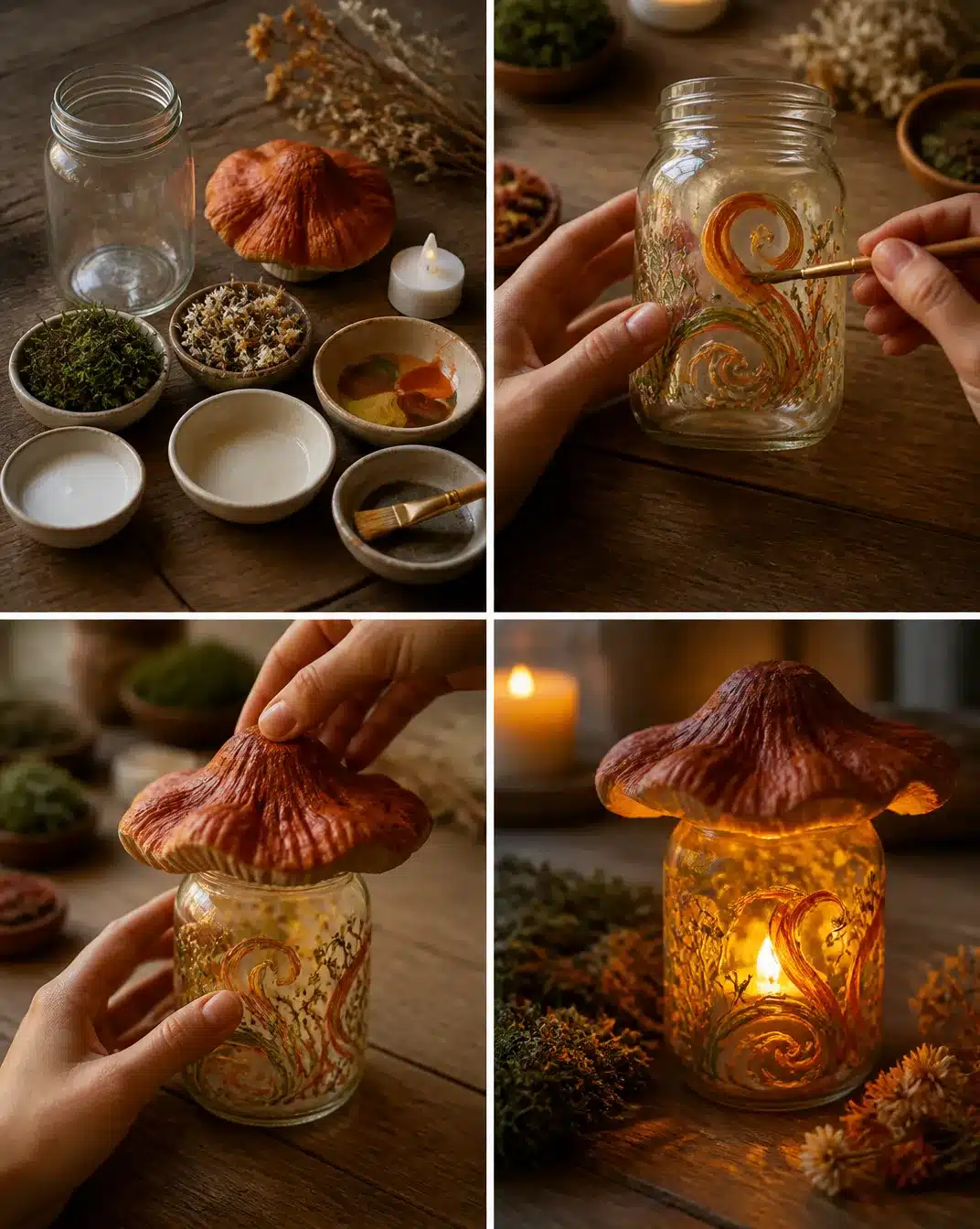 DIY Recycled Jar Mushroom LED Lantern