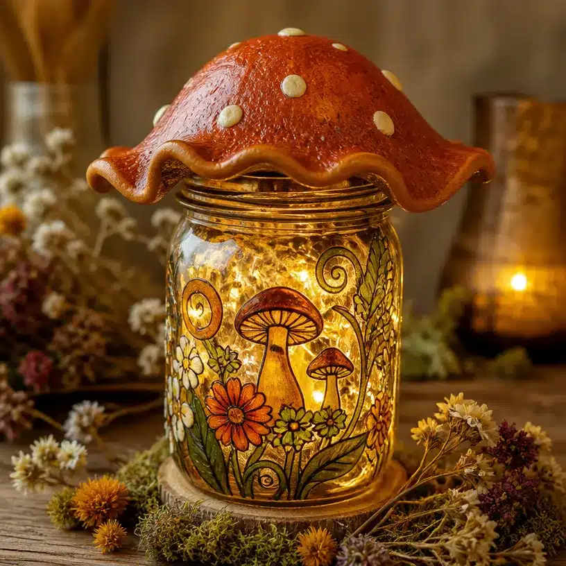 DIY Recycled Jar Mushroom LED Lantern 4 DIY Recycled Jar Mushroom LED Lantern